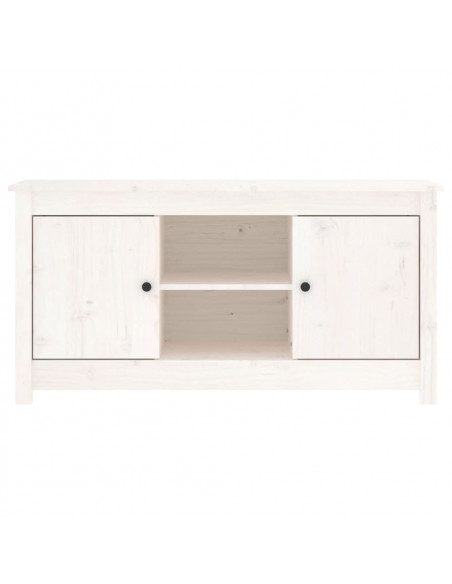 Mobile Porta TV Bianco 103x36,5x52 cm in Legno Massello di Pino