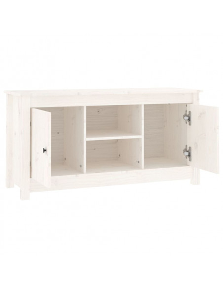 Mobile Porta TV Bianco 103x36,5x52 cm in Legno Massello di Pino