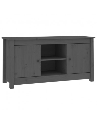 Mobile Porta TV Grigio 103x36,5x52 cm in Legno Massello di Pino