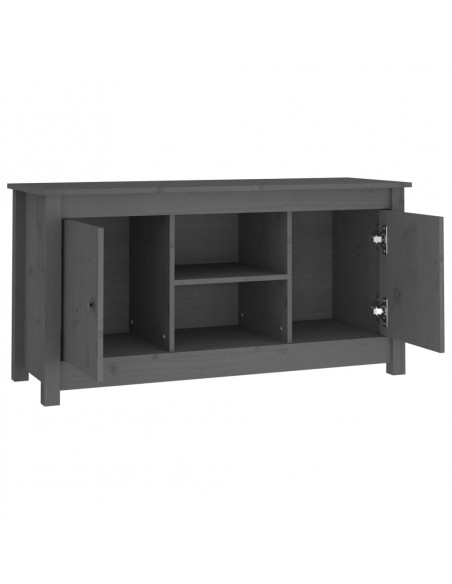 Mobile Porta TV Grigio 103x36,5x52 cm in Legno Massello di Pino