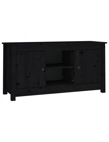 Mobile Porta TV Nero 103x36,5x52 cm in Legno Massello di Pino