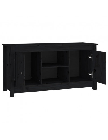 Mobile Porta TV Nero 103x36,5x52 cm in Legno Massello di Pino