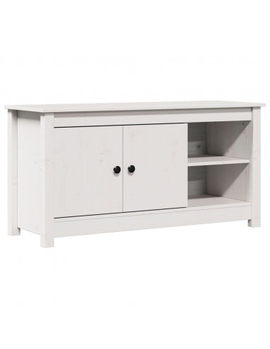 Mobile Porta TV Bianco 103x36,5x52 cm in Legno Massello di Pino