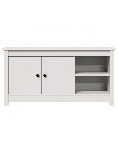 Mobile Porta TV Bianco 103x36,5x52 cm in Legno Massello di Pino