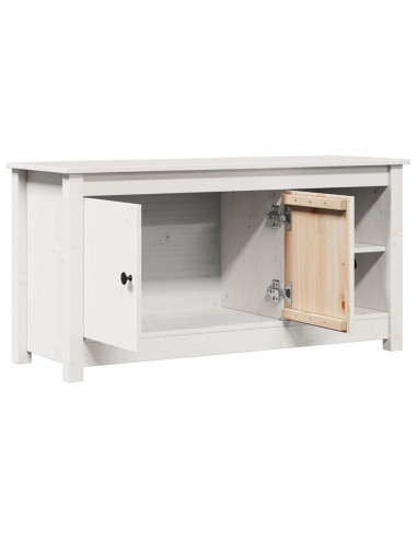 Mobile Porta TV Bianco 103x36,5x52 cm in Legno Massello di Pino