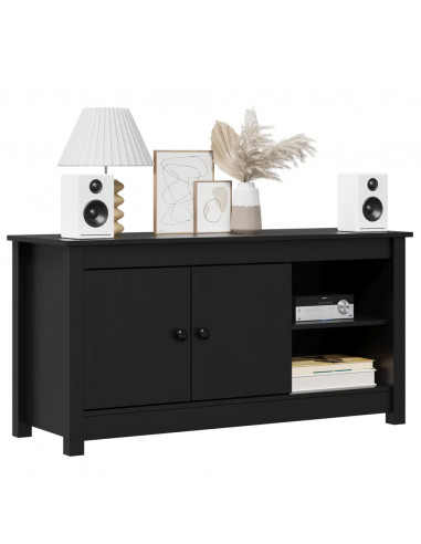 Mobile Porta TV Nero 103x36,5x52 cm in Legno Massello di Pino