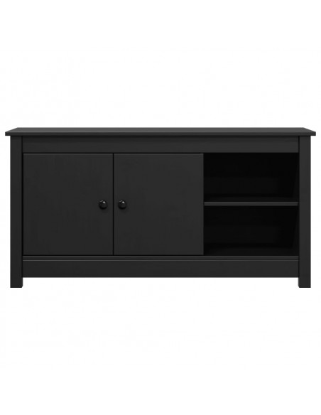 Mobile Porta TV Nero 103x36,5x52 cm in Legno Massello di Pino
