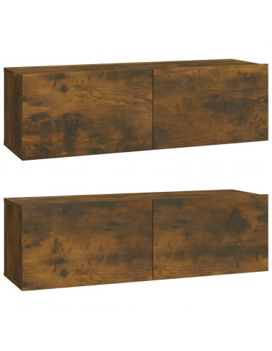 Set di Mobili Porta TV 4 pz Rovere Fumo in Legno Multistrato