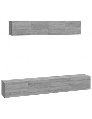 Set di Mobili Porta TV 4 pz Grigio Sonoma in Legno Multistrato
