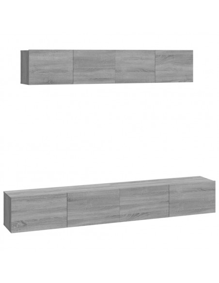 Set di Mobili Porta TV 4 pz Grigio Sonoma in Legno Multistrato