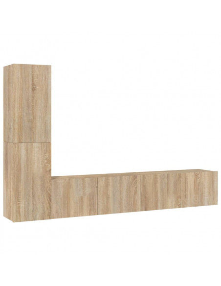 Set di Mobili Porta TV 4 pz Rovere Sonoma in Legno Multistrato