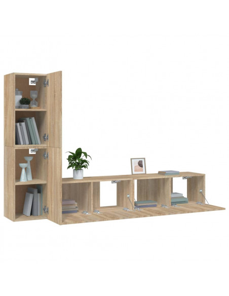 Set di Mobili Porta TV 4 pz Rovere Sonoma in Legno Multistrato
