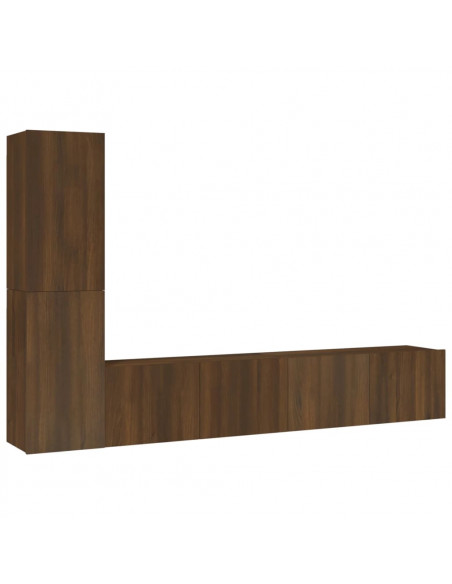 Set Mobili Porta TV 4 pz Rovere Marrone in Legno Multistrato