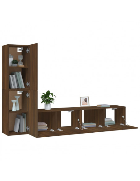 Set Mobili Porta TV 4 pz Rovere Marrone in Legno Multistrato