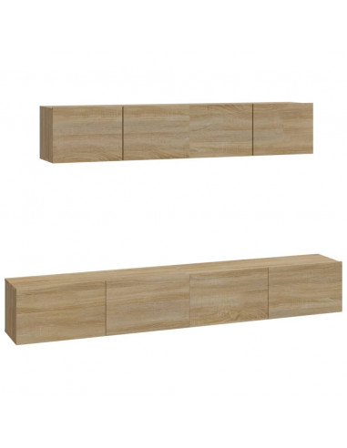 Set di Mobili Porta TV 4 pz Rovere Sonoma in Legno Multistrato