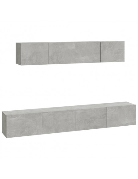 Set di Mobili Porta TV 4 pz Grigio Cemento in Legno Multistrato