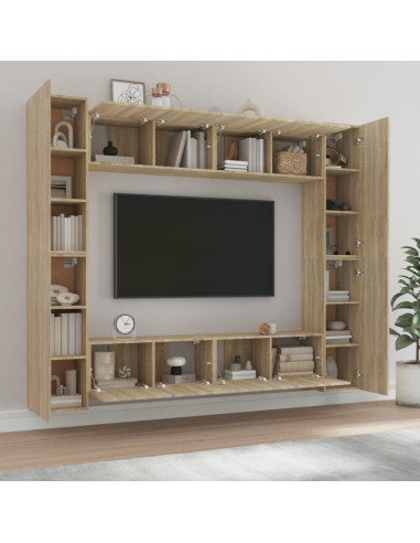 Set Mobili Porta TV 8pz Rovere Sonoma in Legno Multistrato