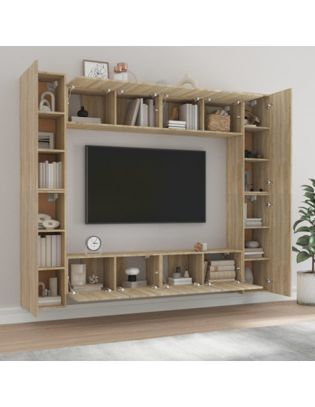Set Mobili Porta TV 8pz Rovere Sonoma in Legno Multistrato