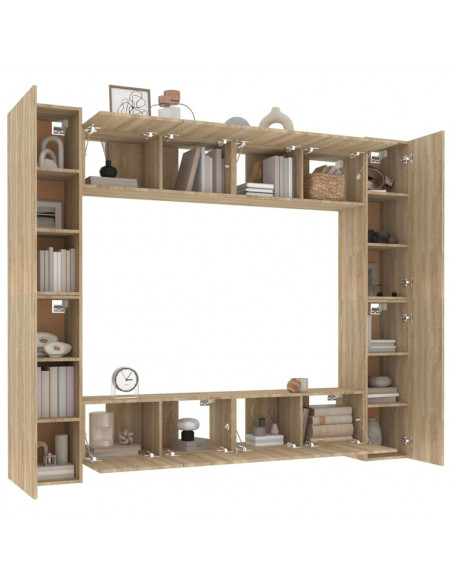 Set Mobili Porta TV 8pz Rovere Sonoma in Legno Multistrato