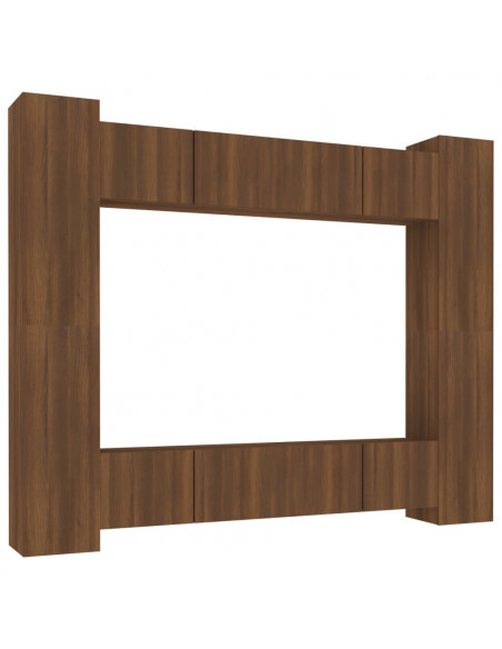 Set Mobili Porta TV 8pz Rovere Marrone in Legno Multistrato