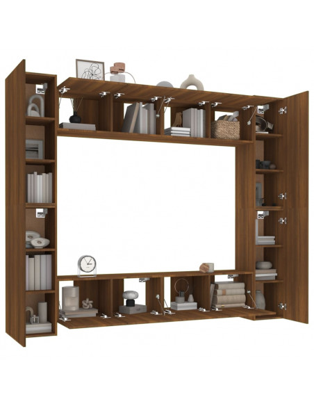 Set Mobili Porta TV 8pz Rovere Marrone in Legno Multistrato
