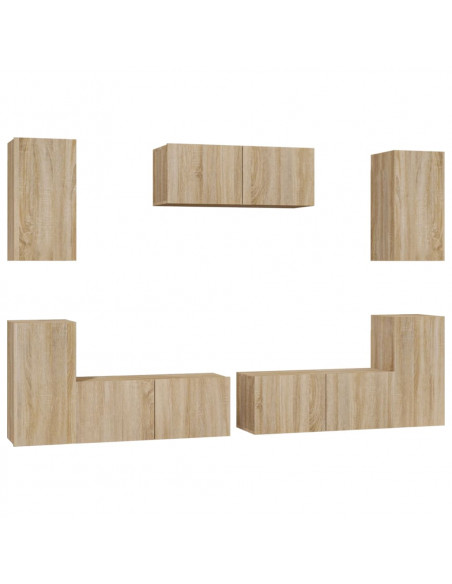 Set di Mobili Porta TV 7 pz Rovere Sonoma in Legno Multistrato