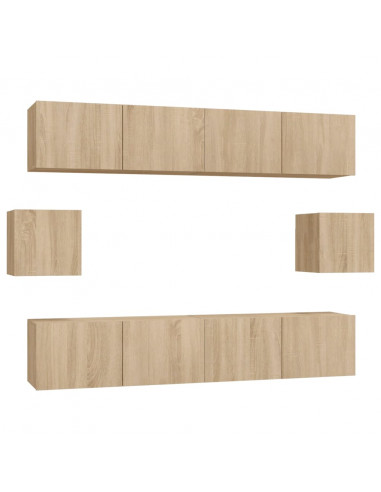 Set di Mobili Porta TV 6 pz Rovere Sonoma in Legno Multistrato