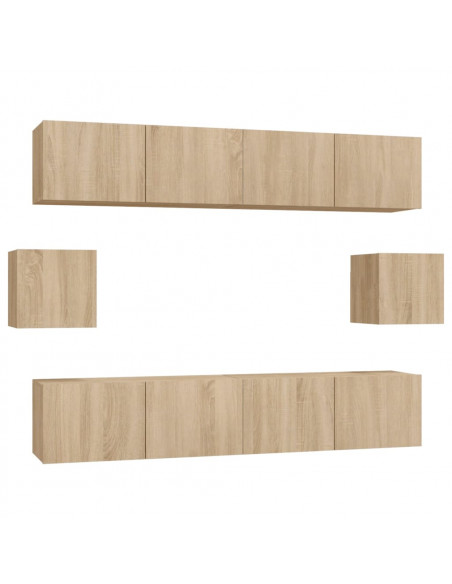 Set di Mobili Porta TV 6 pz Rovere Sonoma in Legno Multistrato