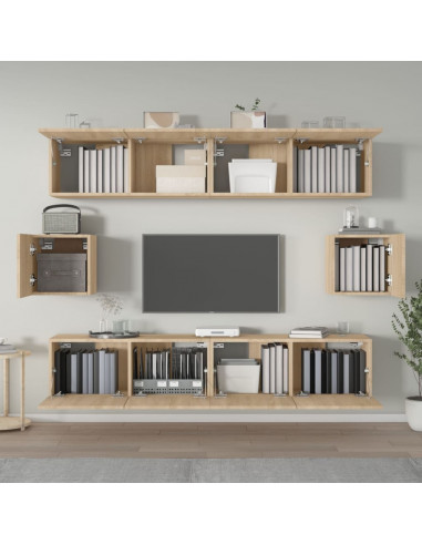 Set di Mobili Porta TV 6 pz Rovere Sonoma in Legno Multistrato