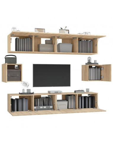 Set di Mobili Porta TV 6 pz Rovere Sonoma in Legno Multistrato