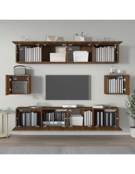 Set Mobili Porta TV 6 pz Rovere Marrone in Legno Multistrato