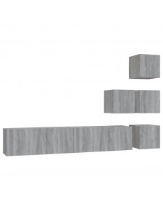 Mobile Porta TV a Parete Grigio Sonoma in Legno Multistrato 2