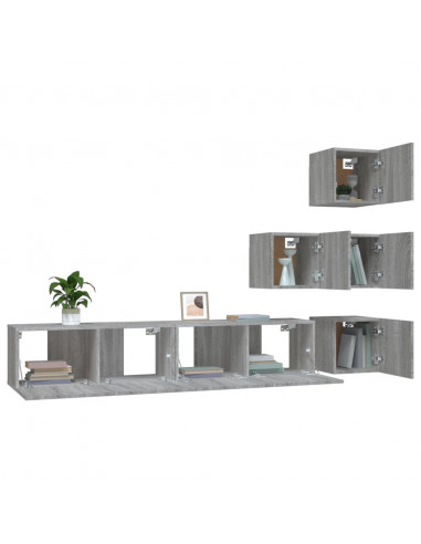 Mobile Porta TV a Parete Grigio Sonoma in Legno Multistrato