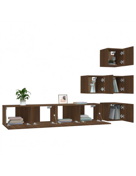 Mobile Porta TV a Parete Rovere Marrone in Legno Multistrato