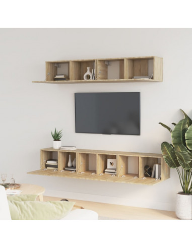 Set di Mobili Porta TV 5 pz Rovere Sonoma in Legno Multistrato