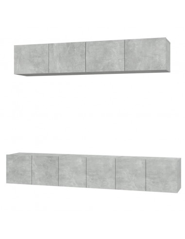 Set di Mobili Porta TV 5 pz Grigio Cemento in Legno Multistrato