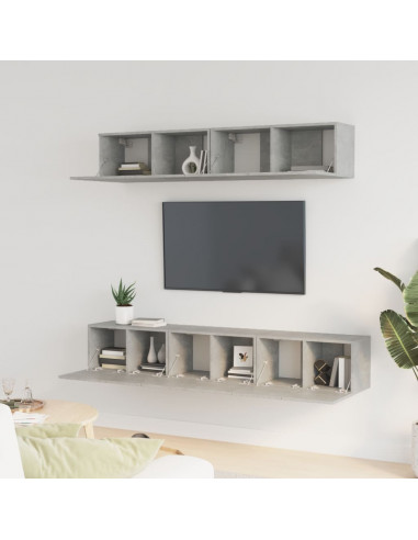 Set di Mobili Porta TV 5 pz Grigio Cemento in Legno Multistrato