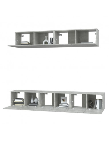 Set di Mobili Porta TV 5 pz Grigio Cemento in Legno Multistrato