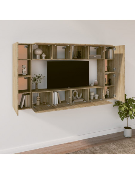 Set Mobili Porta TV 8pz Rovere Sonoma in Legno Multistrato