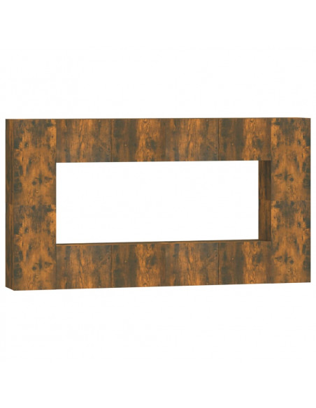 Set Mobili Porta TV 8pz Rovere Fumo in Legno Multistrato