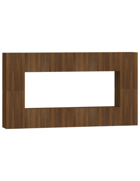 Set Mobili Porta TV 8pz Rovere Marrone in Legno Multistrato