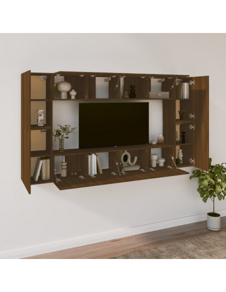 Set Mobili Porta TV 8pz Rovere Marrone in Legno Multistrato