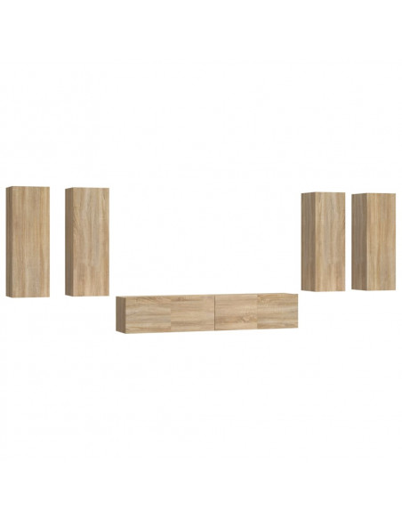 Set di Mobili Porta TV 6 pz Rovere Sonoma in Legno Multistrato