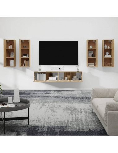 Set di Mobili Porta TV 6 pz Rovere Sonoma in Legno Multistrato