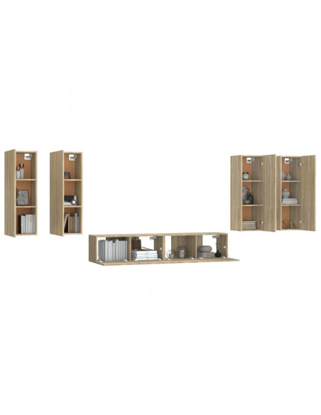 Set di Mobili Porta TV 6 pz Rovere Sonoma in Legno Multistrato