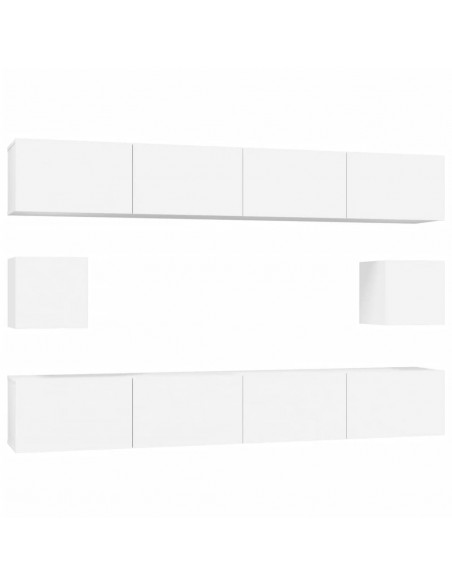 Set di Mobili Porta TV 6 pz Bianco in Legno Multistrato