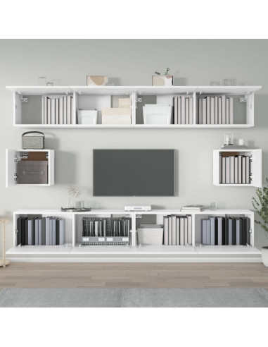 Set di Mobili Porta TV 6 pz Bianco in Legno Multistrato