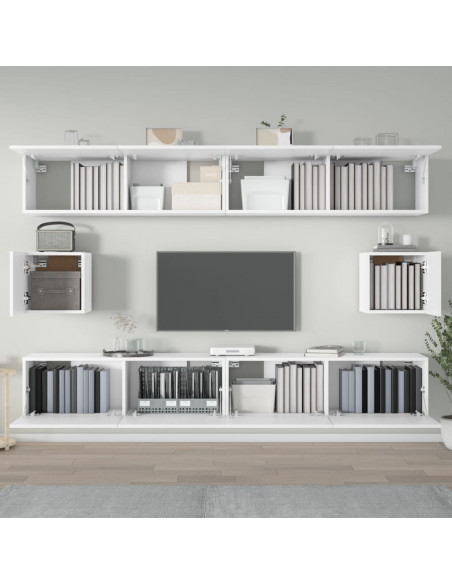 Set di Mobili Porta TV 6 pz Bianco in Legno Multistrato