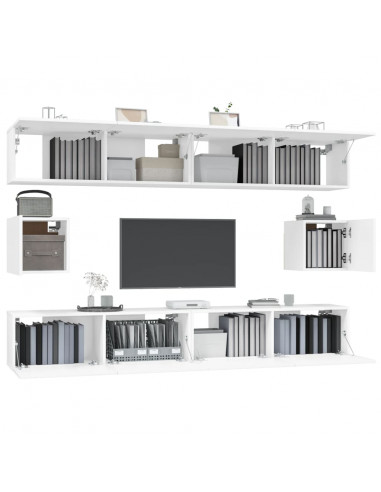 Set di Mobili Porta TV 6 pz Bianco in Legno Multistrato