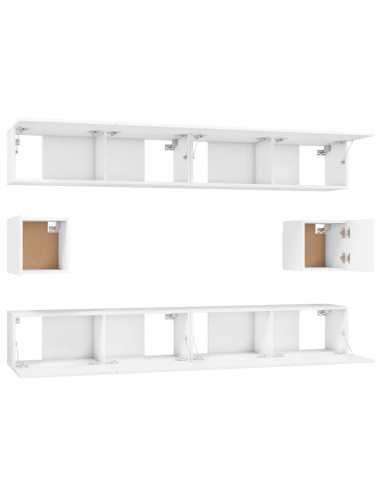 Set di Mobili Porta TV 6 pz Bianco in Legno Multistrato